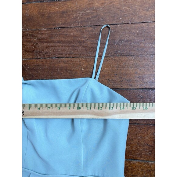 New David’s Bridal Dusty Sage Green Bridesmaids Dress Spaghetti Strap Cascade 2 - Picture 6 of 8